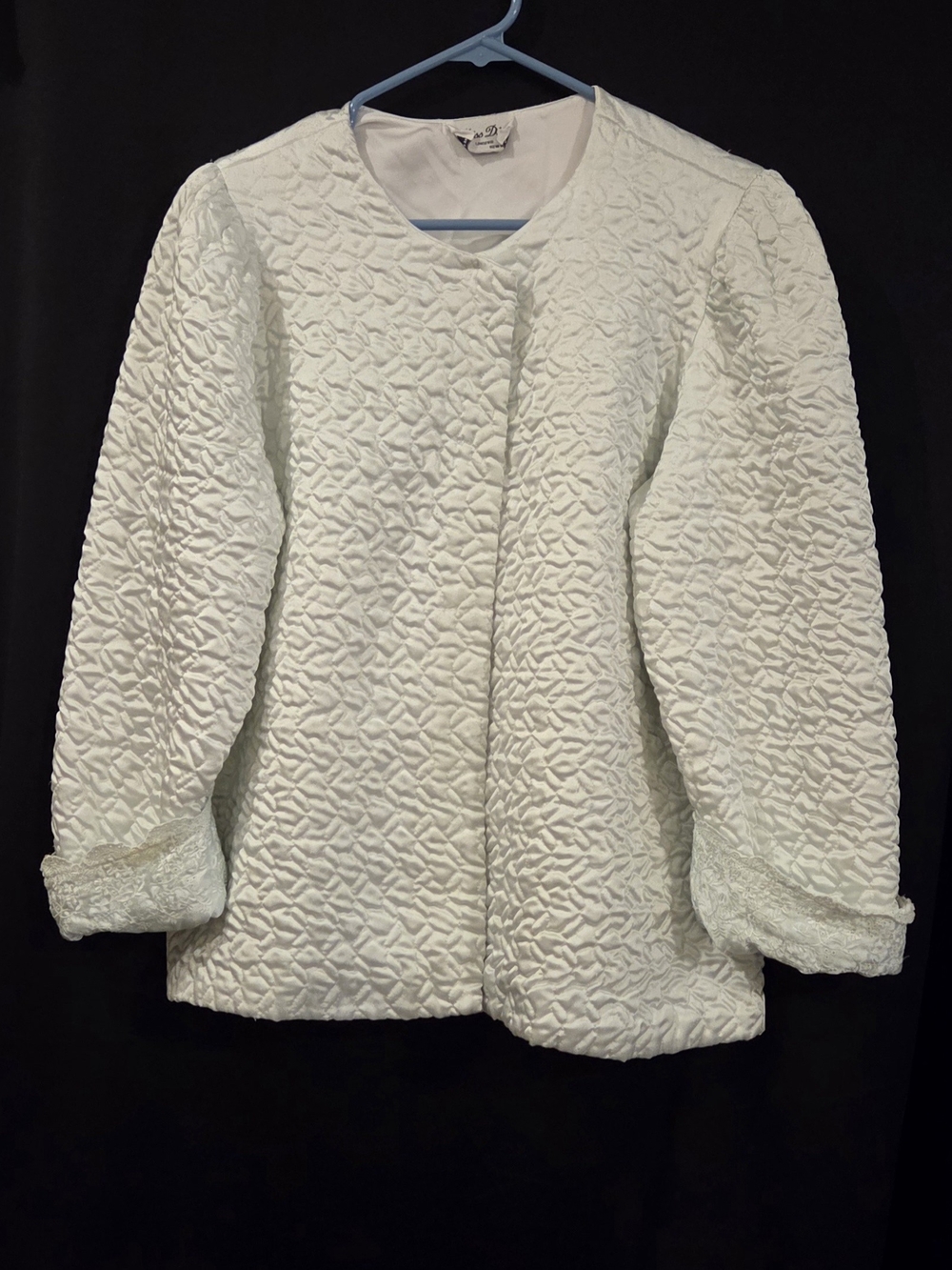 VTG Miss Dior Quilted Cloqué Bed Jacket Cream L USA